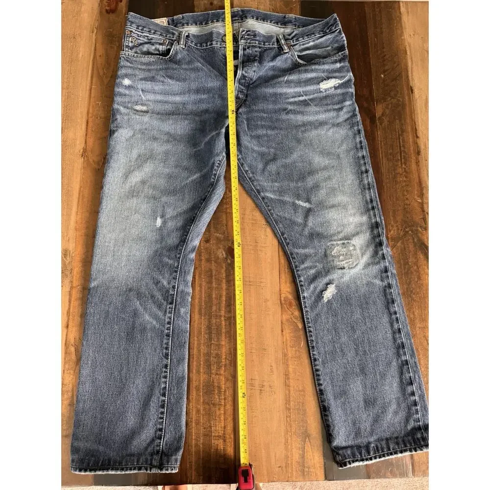 Vintage Polo Ralph Lauren Distressed Straight Leg Jeans Button Fly 40x30